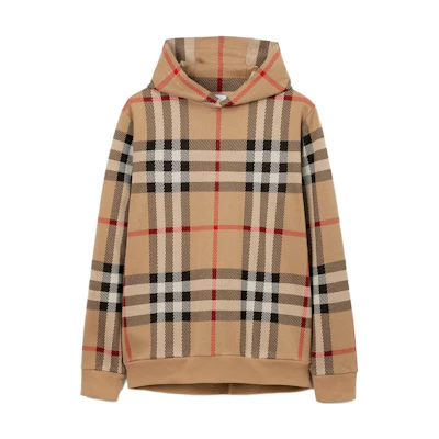 Burberry Yellow Check Cotton Loose Fit Hoodie Long Sleeve Sweatshirt. 80726621