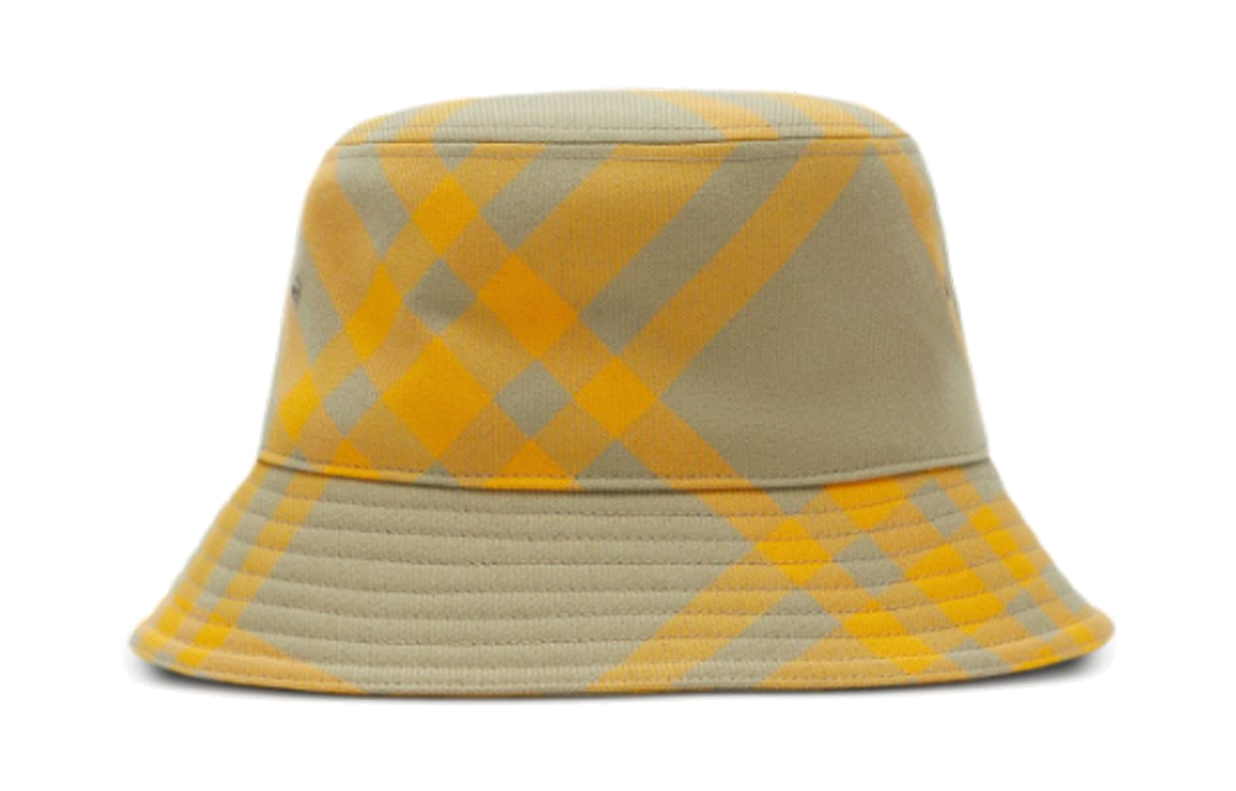 Burberry  Yellow Check Pattern Polyester Cotton Wool Bucket Hat 8079488