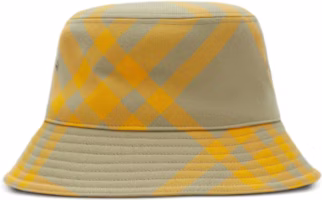 Burberry Yellow Check Pattern Polyester Cotton Wool Bucket Hat 8079488 Burberry Yellow Check Pattern Polyester Cotton Wool Bucket Hat 8079488