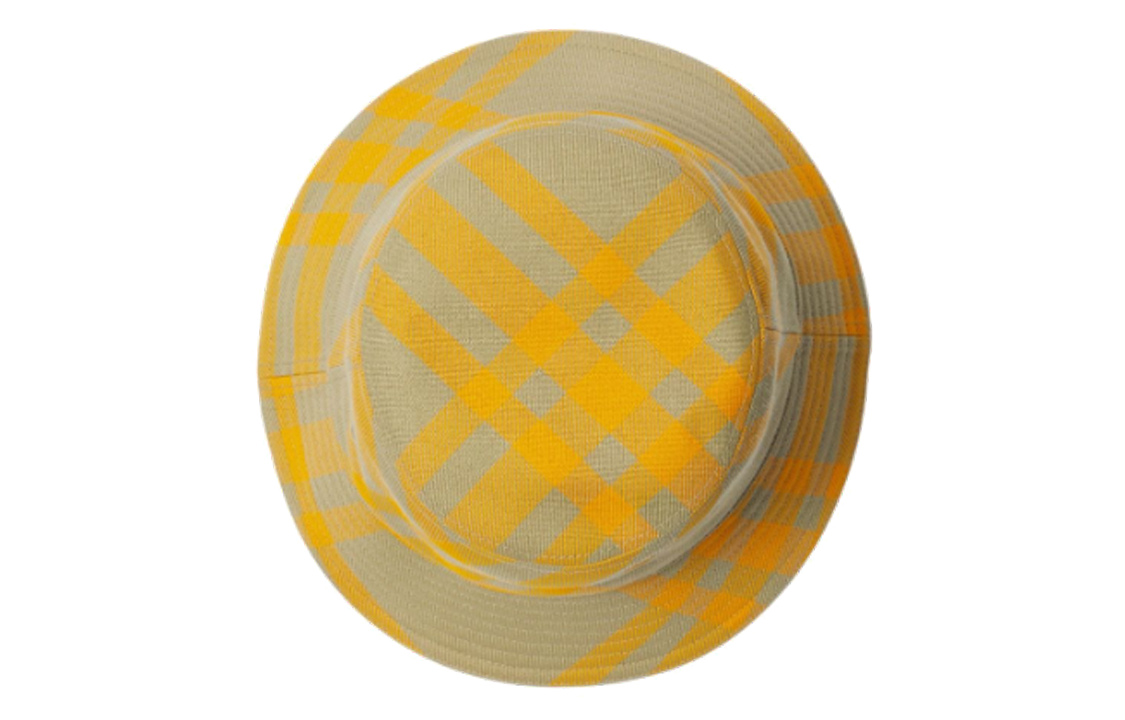 Lookbook 博柏利黄色格纹聚酯棉羊毛渔夫帽 8079488