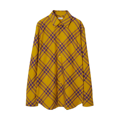 Burberry Yellow Check Single-Breasted Long-Sleeve Shirt. 80791631