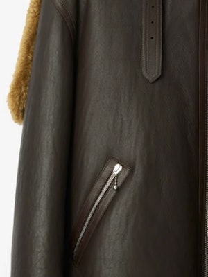 Burberry Zip-Up Leather Jacket with Fleece Collar in Dark Brown. 80771861 Sizing Burberry Zip-Up Leather Jacket with Fleece Collar in Dark Brown. 80771861