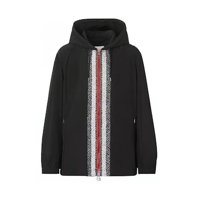 Burberry Aging Print Zip-Up Hoodie Jacket - Black 8027683