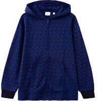 Burberry All-Over Logo Zip-Up Hoodie Blue Unisex Casual Wear. 80488991 Burberry All-Over Logo Zip-Up Hoodie Blue Unisex Casual Wear. 80488991