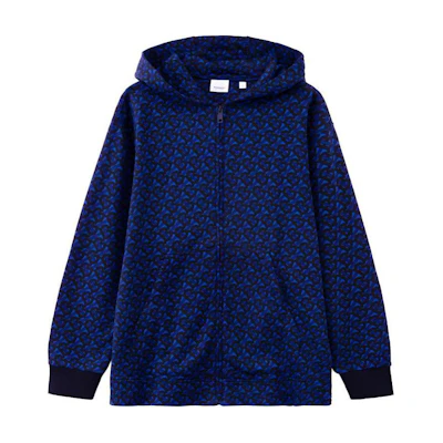 Burberry All-Over Logo Zip-Up Hoodie Blue Unisex Casual Wear. 80488991
