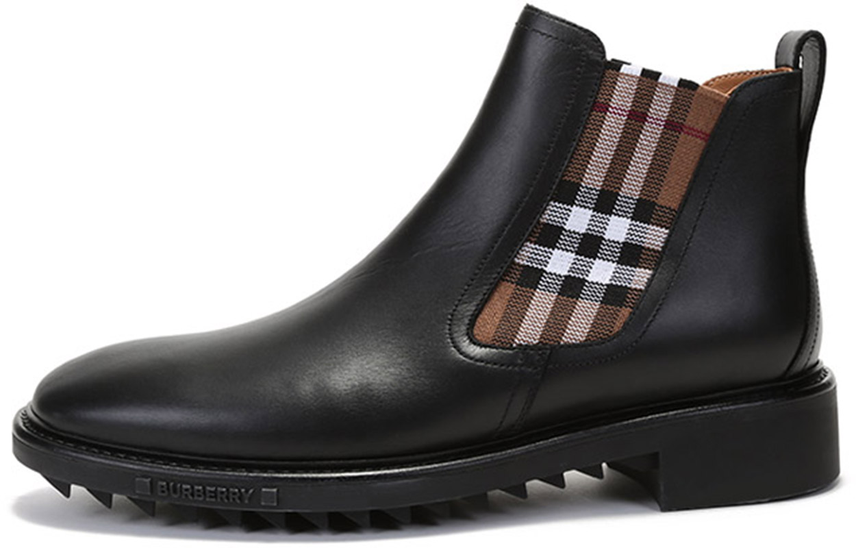 Burberry Check-Panel Chelsea Ankle Boot 'Black Brown' 80452441