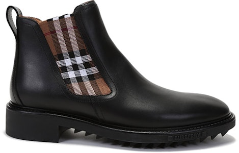 バーバリー チェックアンクルブーツ (黒/茶) 80452441 Order バーバリー チェックアンクルブーツ (黒/茶) 80452441