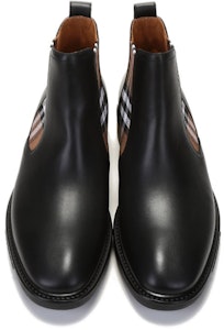 バーバリー チェックアンクルブーツ (黒/茶) 80452441 Shop バーバリー チェックアンクルブーツ (黒/茶) 80452441