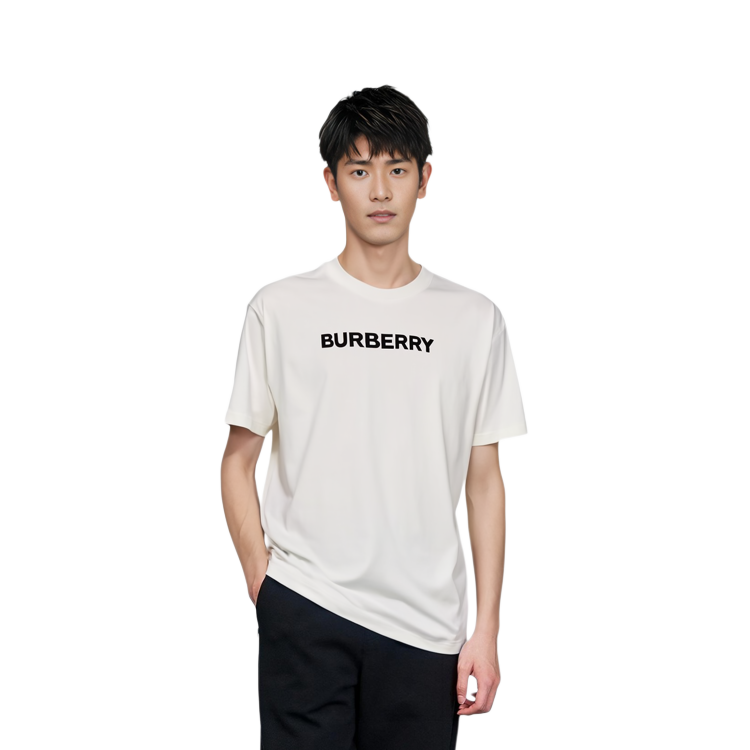 Purchase Burberry Alphabet Print White Hoodie Short Sleeve T-Shirt for Men 80842341