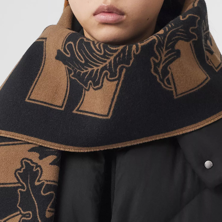 Burberry Archive Logo Wool Silk Scarf Birch Brown 2021 New Release 80457931 圖 4