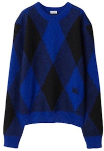 Burberry 藍色菱格羊毛拼接圓領針織毛衣 80787501 Order Burberry 藍色菱格羊毛拼接圓領針織毛衣 80787501