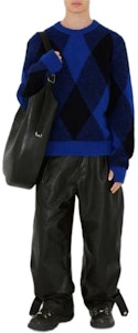Burberry 藍色菱格羊毛拼接圓領針織毛衣 80787501 Shop Burberry 藍色菱格羊毛拼接圓領針織毛衣 80787501