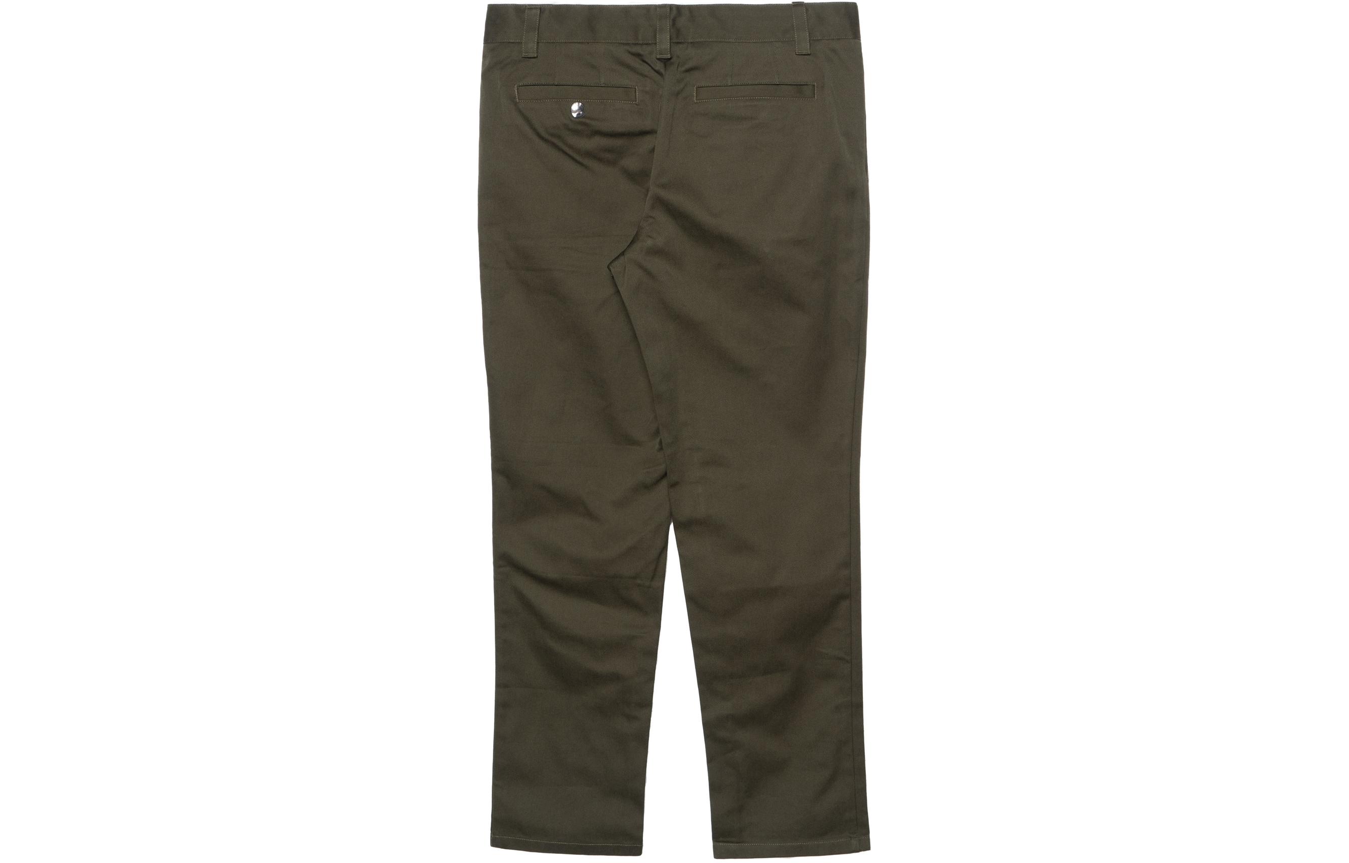 Lookbook バーバリー アーミーグリーン コットン ストレートカット クロップド カジュアルパンツ 80442951