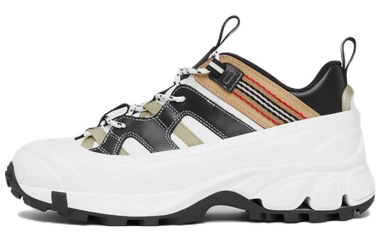 Burberry Arthur 'Iconic Stripe Detail Leather Sneaker White Brown'