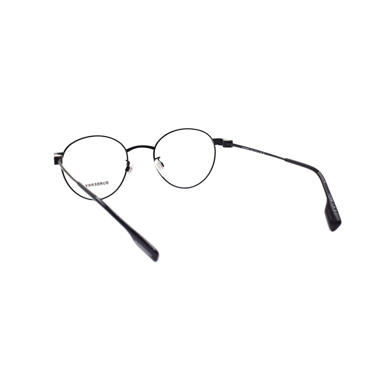 Shop BURBERRY B. ICON 圓形金屬光學眼鏡 1384TD 黑色. B1384-T-D-1007