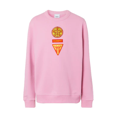 Burberry Badge Appliqué Cotton Sweatshirt Men’s Bubblegum Pink Back to School. 80412991