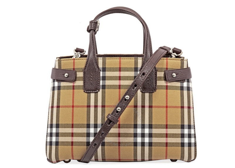 Buy Bolso Pequeño Burberry Banner de Cuero en Color Granate Oscuro