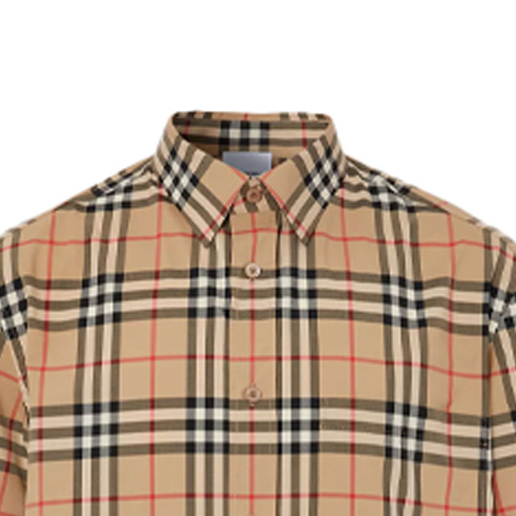Burberry Beige Check Letter Print Short Sleeve Shirt 80385241 圖 7
