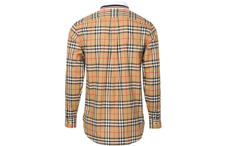 Burberry Beige Check Long Sleeve Shirt with Spliced Collar 80049621 圖 3