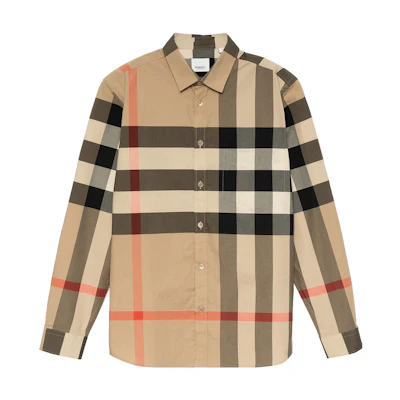 Burberry Beige Checkered Long-Sleeve Shirt Spring Summer Casual Top. 8010213