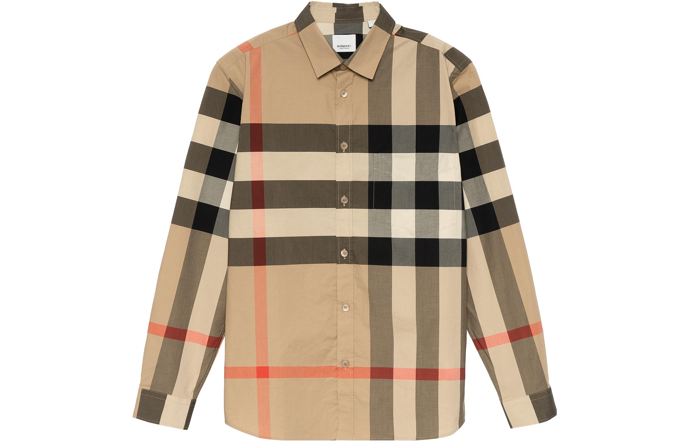 Burberry Beige Checkered Long-Sleeve Shirt Spring Summer Casual Top. 8010213 圖 2