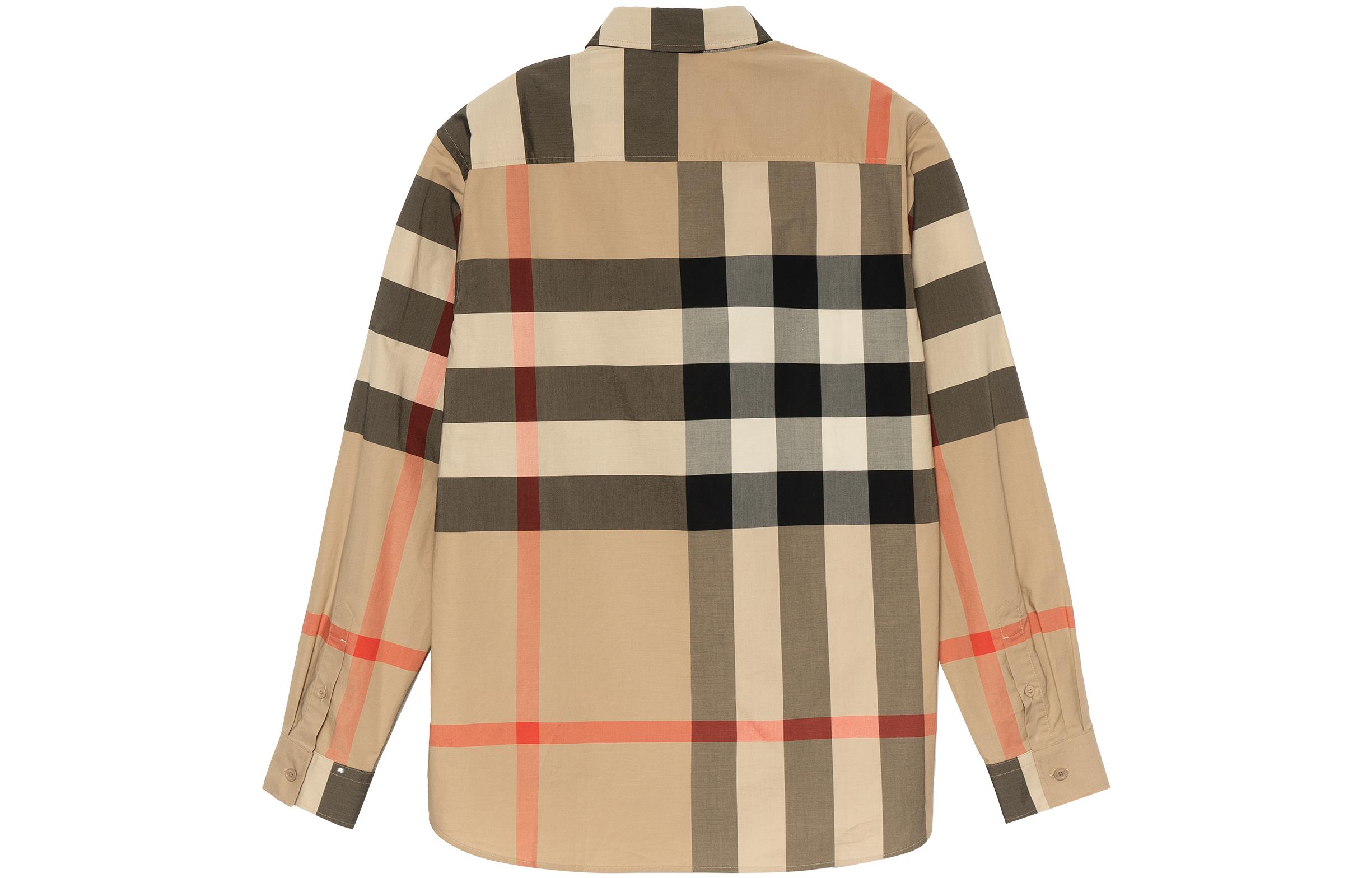 Burberry Beige Checkered Long-Sleeve Shirt Spring Summer Casual Top. 8010213 圖 3