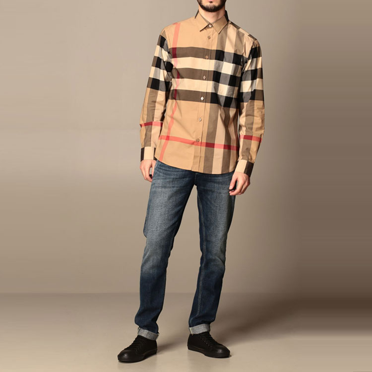 Burberry Beige Checkered Long-Sleeve Shirt Spring Summer Casual Top. 8010213 圖 4