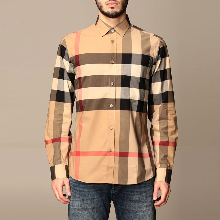 Burberry Beige Checkered Long-Sleeve Shirt Spring Summer Casual Top. 8010213 圖 5