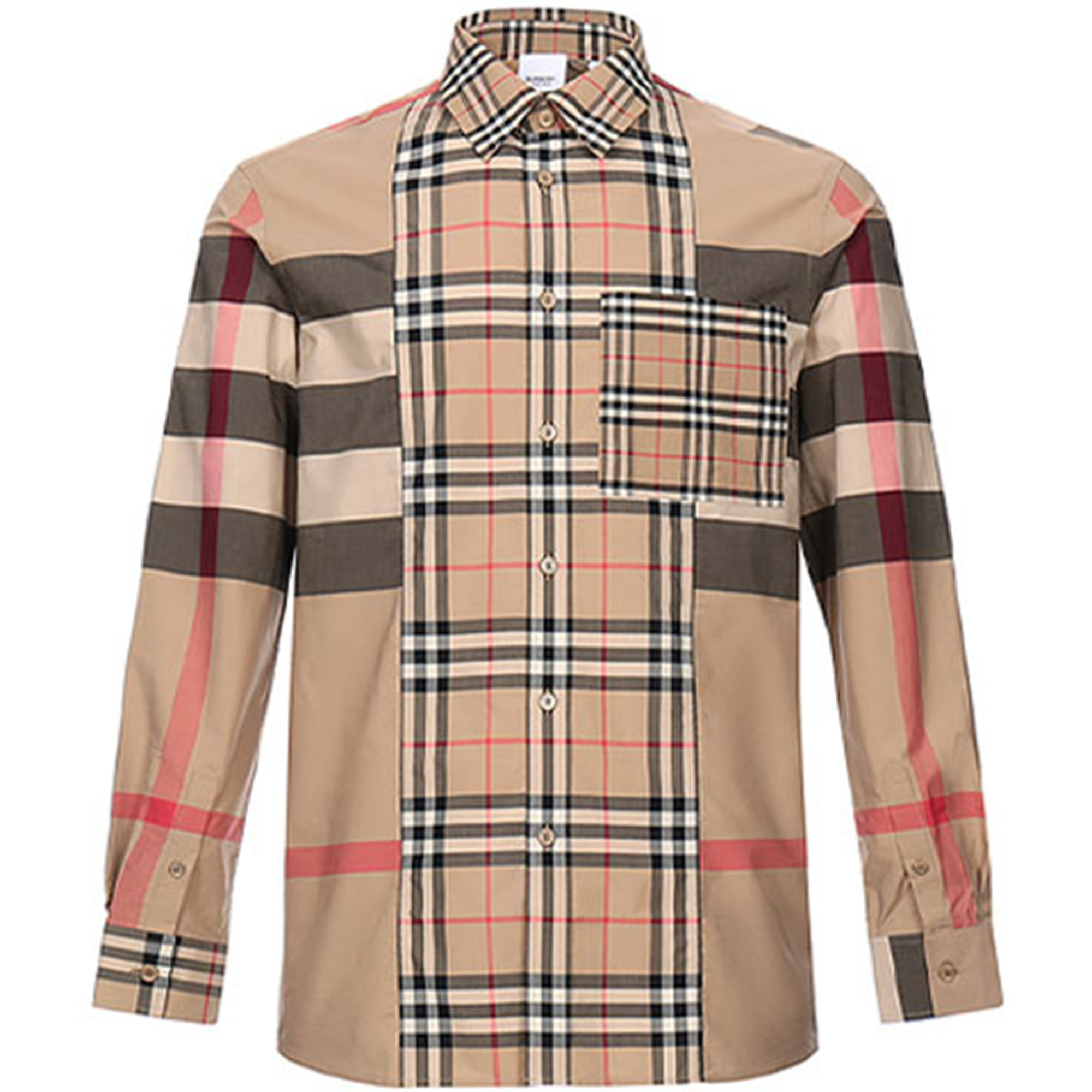 Burberry Beige Patchwork Check Long Sleeve Shirt 80237871