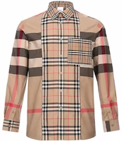 Burberry Beige Patchwork Check Long Sleeve Shirt 80237871 Burberry Beige Patchwork Check Long Sleeve Shirt 80237871