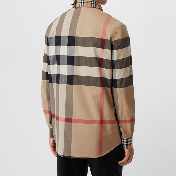 Purchase バーバリー ベージュ パッチワーク チェック 長袖 シャツ 80237871