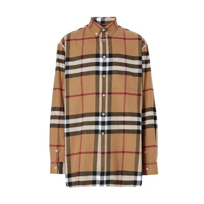 Burberry Birch Brown Check Print Single Breasted Casual Shirt 45655311