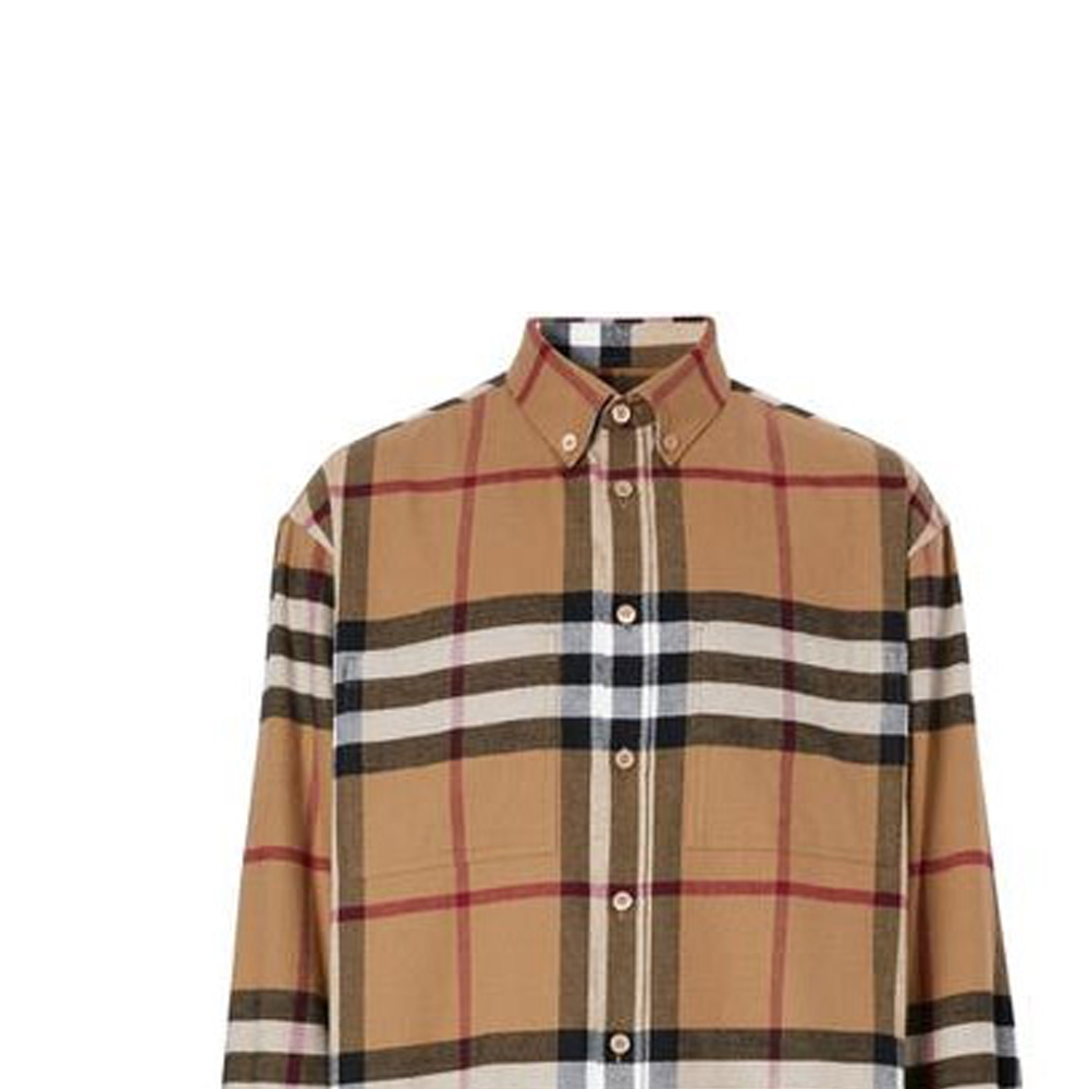 Details for Burberry 棕色經典格紋單排扣休閒襯衫 45655311