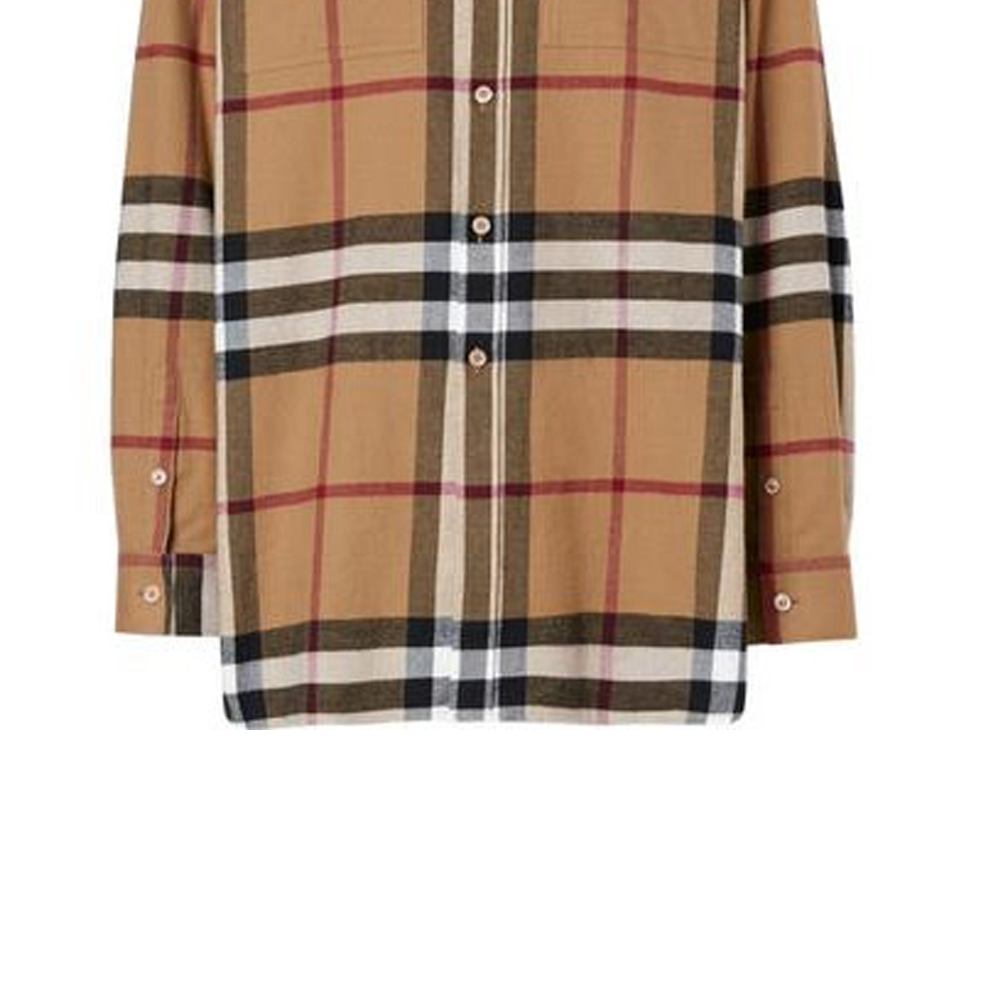 Sizing Burberry 棕色經典格紋單排扣休閒襯衫 45655311
