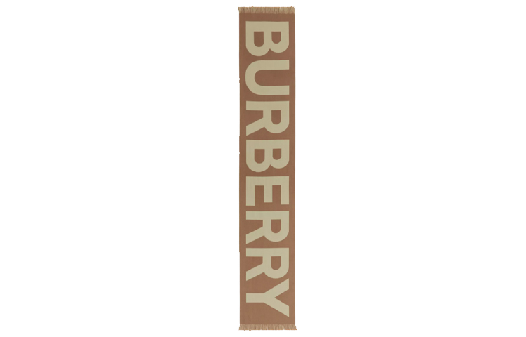Burberry Birch Brown Logo Wool Jacquard Scarf Unisex Couples' Style. 80457891 圖 3