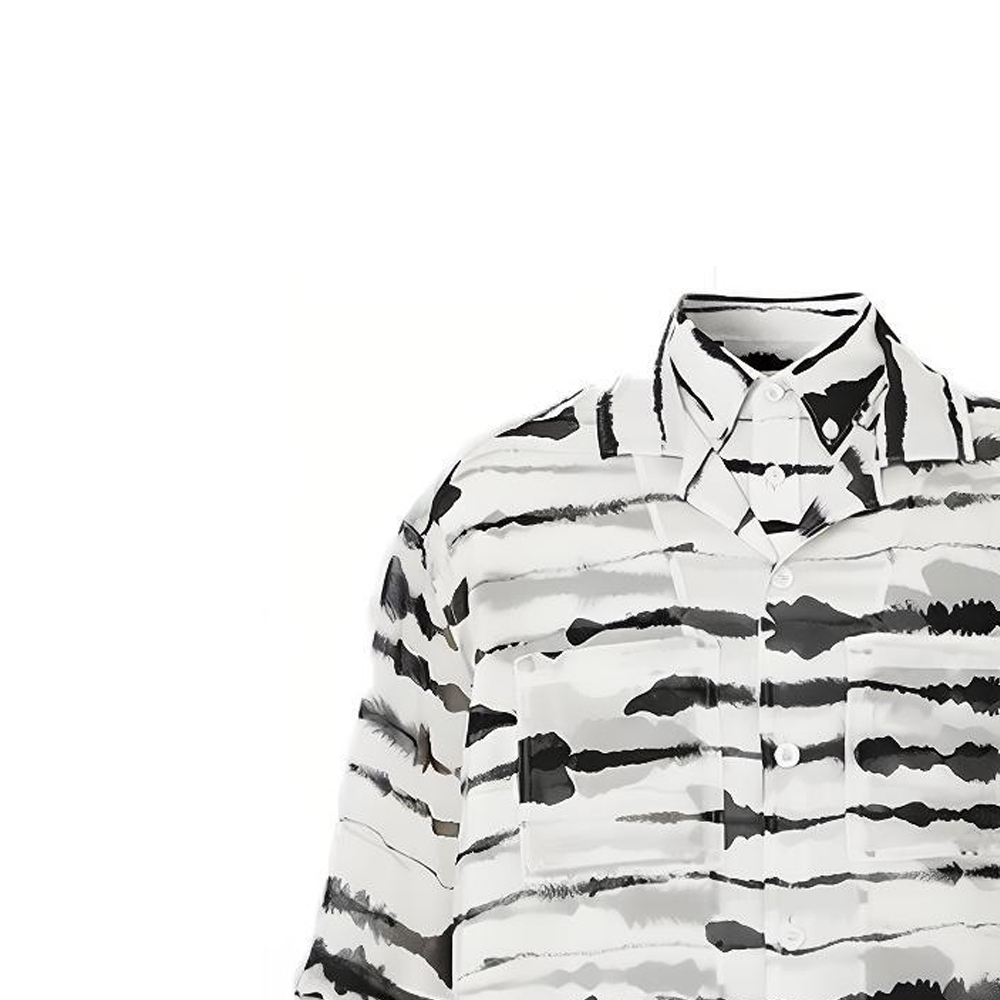 Details for Camisa Burberry Manga Corta Rayas Blancas y Negras. 45630351