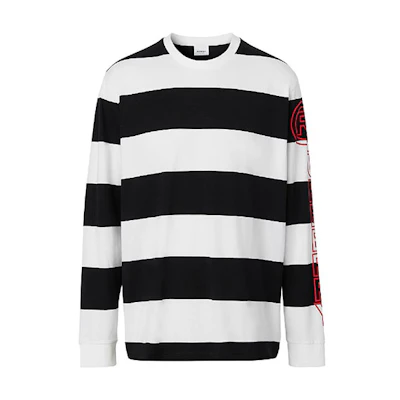 Burberry Black and White Striped Long Sleeve T-Shirt. 80294841