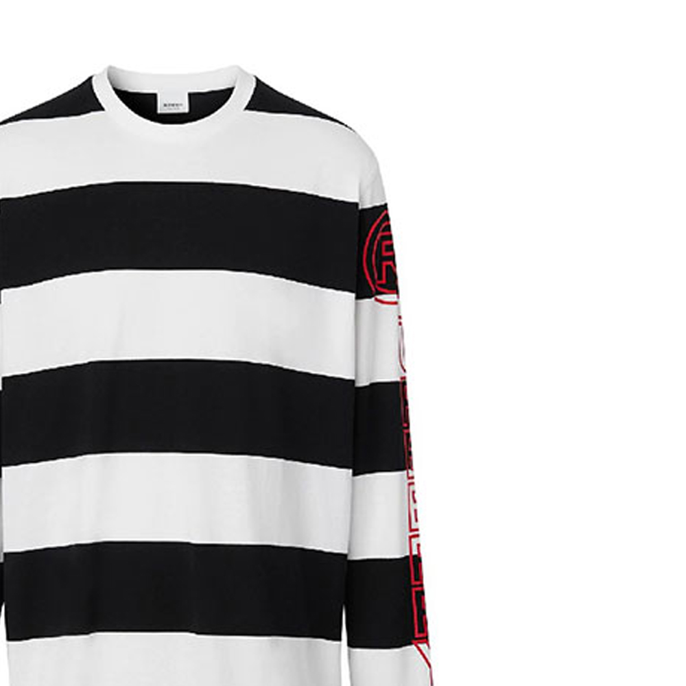 Sizing Burberry 黑白條紋長袖T恤。 80294841
