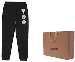 Sizing Burberry 黑色徽章印花棉質運動褲 80427281