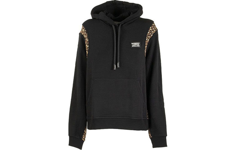 Burberry Black/Brown Letter Pattern Drawstring Hoodie 80316001