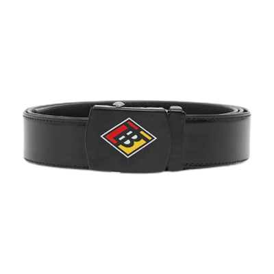 Burberry Black Canvas Leather Belt with Logo Plaque, Width 3.5CM. 80217561