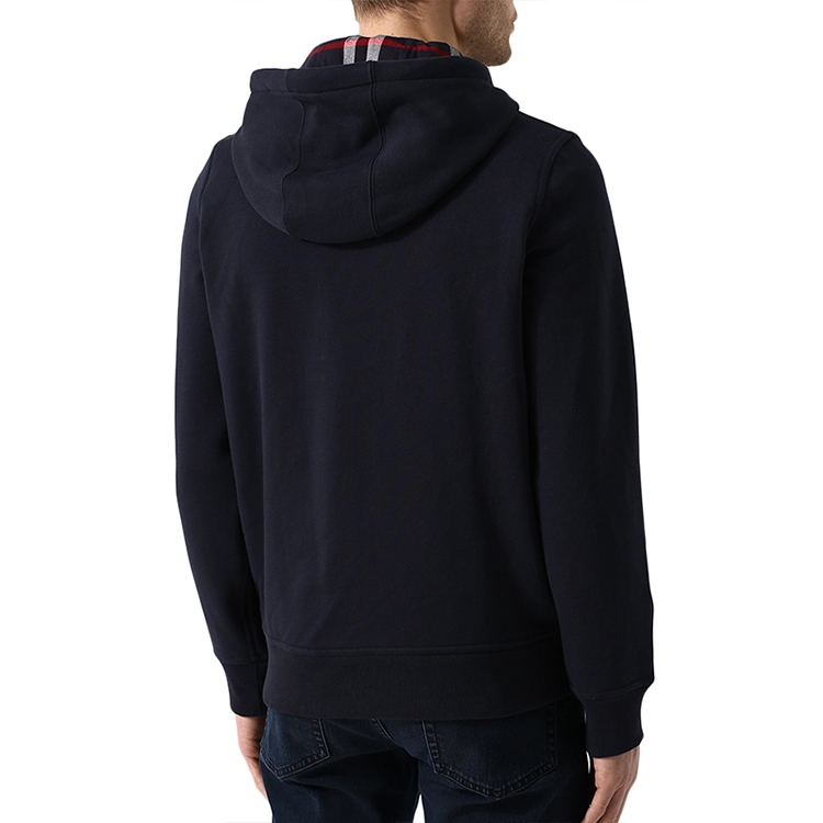 Shop Burberry Hoodie Jaket Zip Unisex Corak Hitam dengan Lining Kotak. 40617991