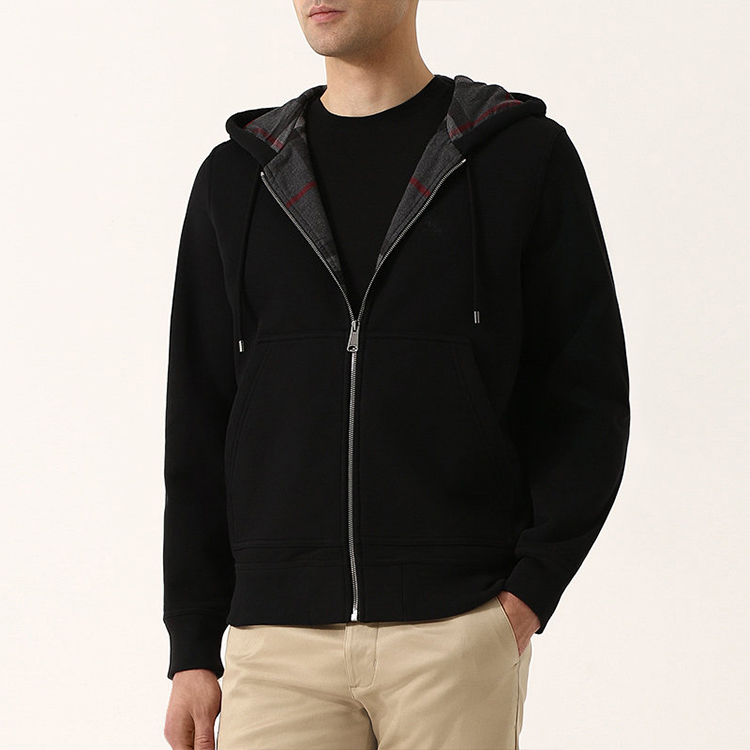 Purchase Burberry Hoodie Jaket Zip Unisex Corak Hitam dengan Lining Kotak. 40617991