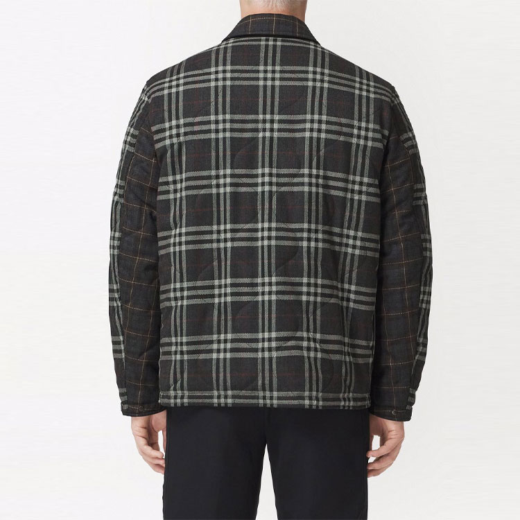 Burberry Black Check Reversible Jacket with Logo Print and Single-Breasted Design. 80438381 圖 5