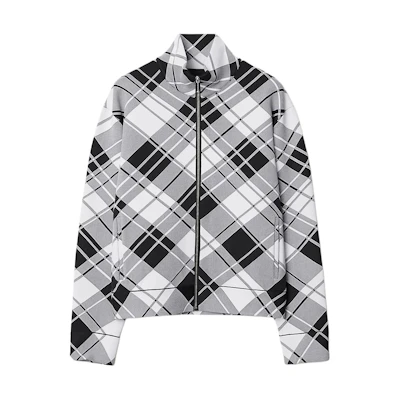 Burberry Black Checked Zip-Up Jacket Long Sleeve 80889771