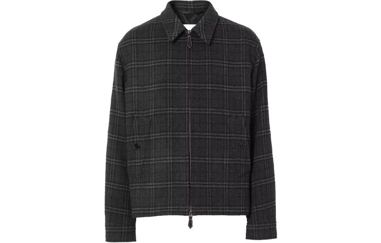 Burberry Black Checkered Jacquard Wool Blend Jacket 80413851