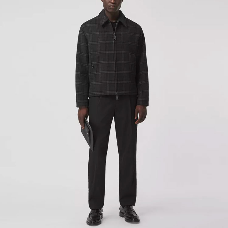 Burberry Black Checkered Jacquard Wool Blend Jacket 80413851 圖 3