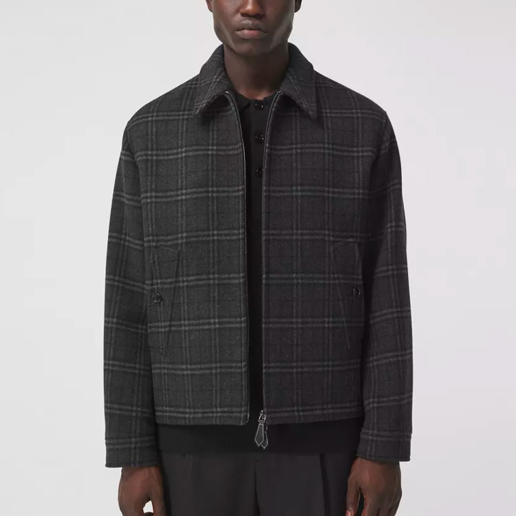 Burberry Black Checkered Jacquard Wool Blend Jacket 80413851 圖 4