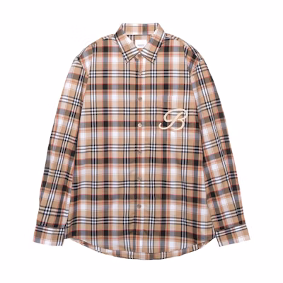 Burberry Black Checkered Long Sleeve Shirt with Embroidery 80368701