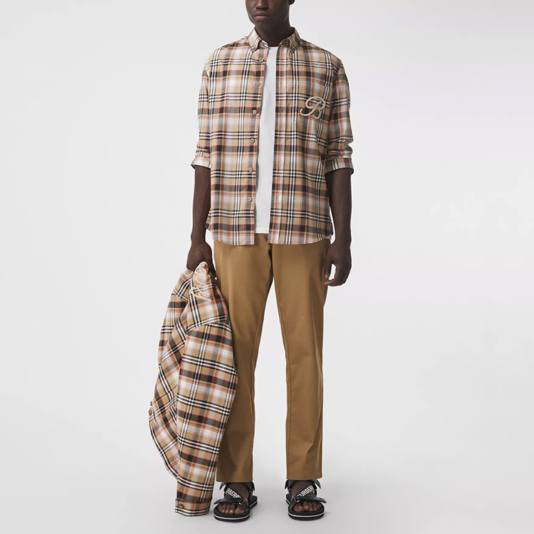 Burberry Black Checkered Long Sleeve Shirt with Embroidery 80368701 圖 4